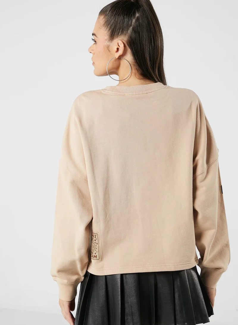 Mini Cream Crochet Badge Sweatshirt