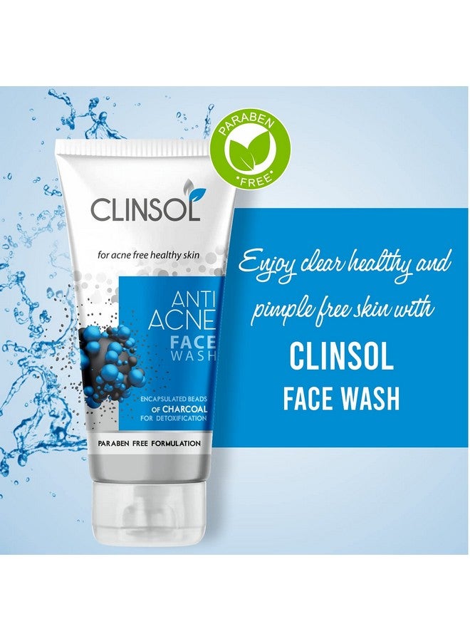 Men & Women'S Clinsol Anti Acne Charcoal Face Wash With Encapsulated Beads Of Charcoal For Detoxifying, Helps To Make Healthy And Acne-Free Skin (70G Each)-Combo Pack Of 3
