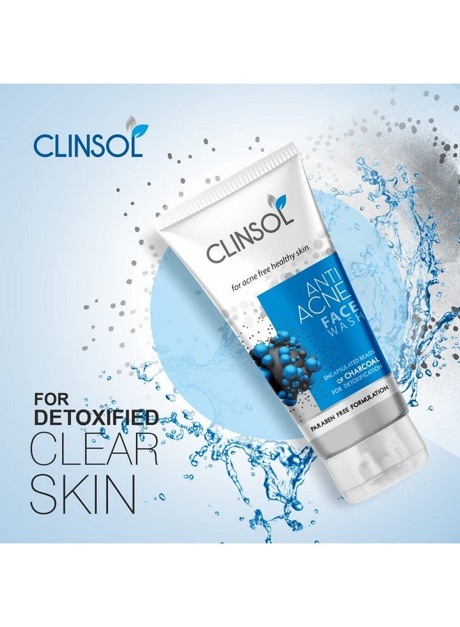 Men & Women'S Clinsol Anti Acne Charcoal Face Wash With Encapsulated Beads Of Charcoal For Detoxifying, Helps To Make Healthy And Acne-Free Skin (70G Each)-Combo Pack Of 3