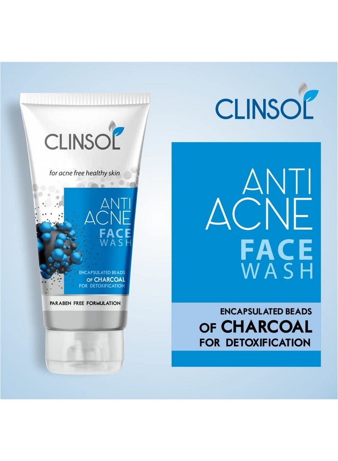 Men & Women'S Clinsol Anti Acne Charcoal Face Wash With Encapsulated Beads Of Charcoal For Detoxifying, Helps To Make Healthy And Acne-Free Skin (70G Each)-Combo Pack Of 3
