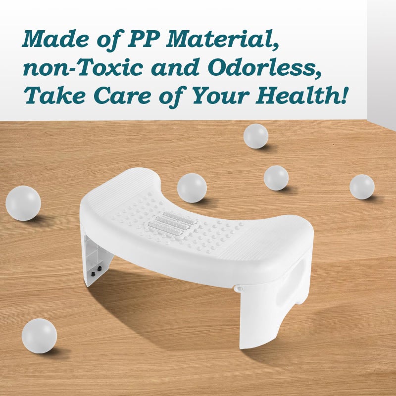Demiwise Foldable Toilet Stool  7 Inch Bathroom Squat Toilet Poop Stool Adult White  Non-Slip Potty Toilet Step Stool With Massage Roller  Assistance Step Stool Suitable For Shower  Study  Living Room  Kitchen - Image 5