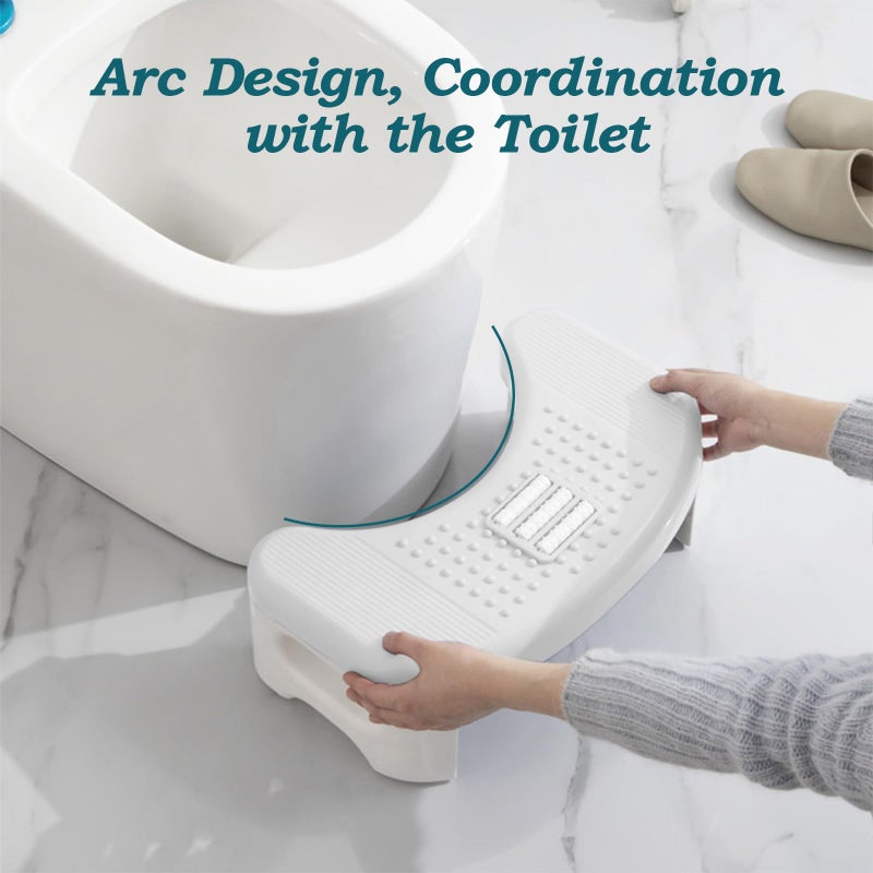 Demiwise Foldable Toilet Stool  7 Inch Bathroom Squat Toilet Poop Stool Adult White  Non-Slip Potty Toilet Step Stool With Massage Roller  Assistance Step Stool Suitable For Shower  Study  Living Room  Kitchen - Image 2