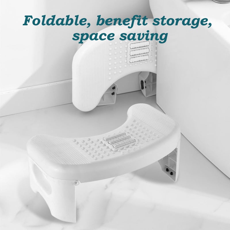 Demiwise Foldable Toilet Stool  7 Inch Bathroom Squat Toilet Poop Stool Adult White  Non-Slip Potty Toilet Step Stool With Massage Roller  Assistance Step Stool Suitable For Shower  Study  Living Room  Kitchen - Image 3