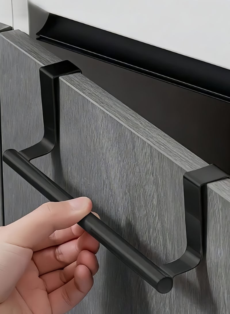 Stainless Steel Hanging Towel Rack – No Drill Cabinet Door Towel Bar for Bathroom  Kitchen (1-Piece Black, 24/36cm) - Image 4