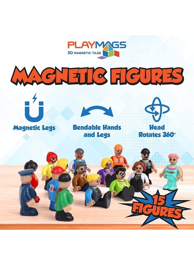 Playmags Magnetic Figures Community Set of 15 Pieces - Play People Perfect for Magnetic Tiles Building Blocks - STEM Learning Toys Children - Magnet Tiles Expansion Accessories Pack - Image 2