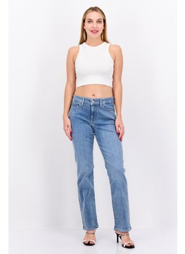 NYDJ Women Regular Fit High Rise Straight Leg Washed Jeans, Blue  - Image 4