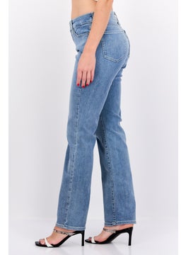 NYDJ Women Regular Fit High Rise Straight Leg Washed Jeans, Blue  - Image 3