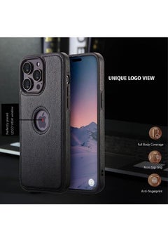 Mikki iPhone 14 Pro Max Case, Vegan Leather Protective Case for iPhone 14 Pro Max 6.7", Luxury, Elegant and Beautiful Design Cover, Non-Slip Vintage Looking Perfect Stitching Leather Case (Black)  - Image 3