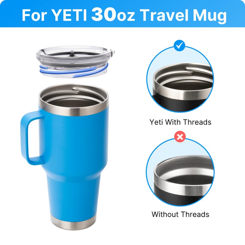 Bluwing 30 oz Replacement Screw Top Lid for YETI TraveI Mug with Threads Only, Spill Proof Stronghold Lid for YETI Threaded Travel Mug(1 Pack) - Image 4