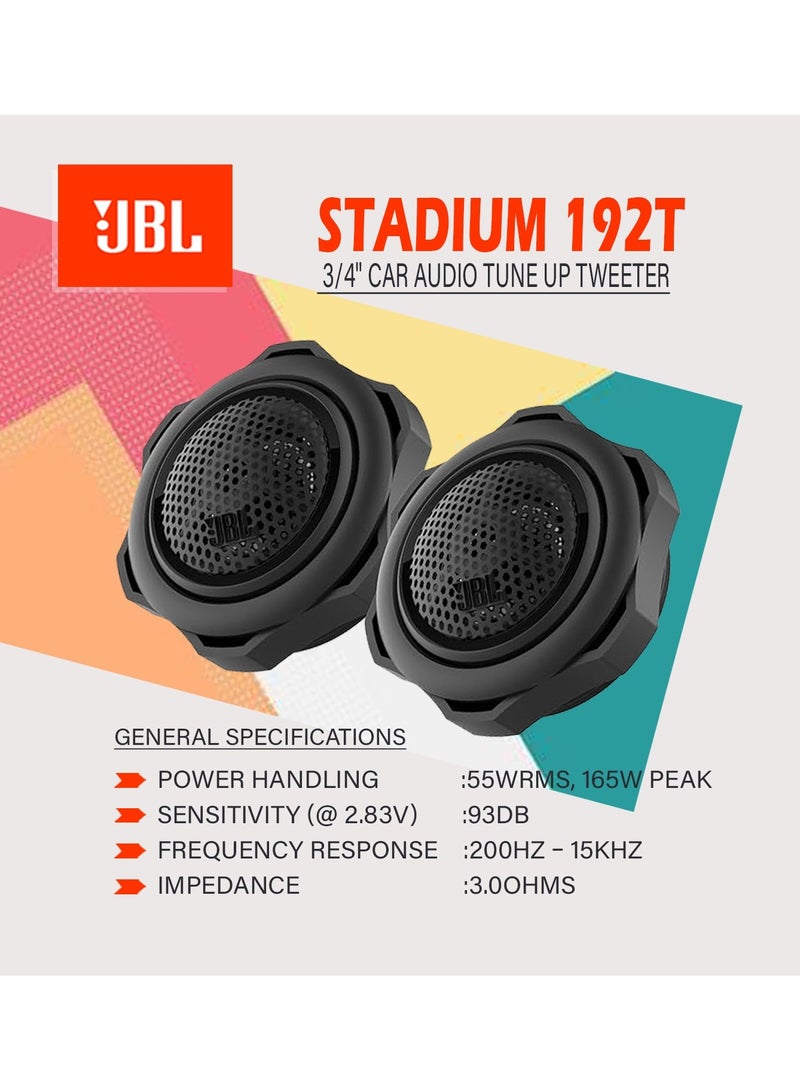 JBL Stadium 192T Tweeter Car Speaker Boxes - 3/4 Inch Precision Tweeter Car Speaker by Harman Kardon (1 Pair) 150 Watt - Black - Image 2