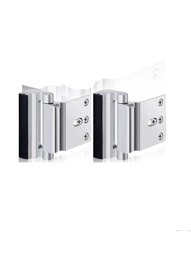 Home Security Door Lock Reinforcement Set for Child Safety, 2 Pack with 16 Screws, Silver Upgrade for Interior Doors - Image 1