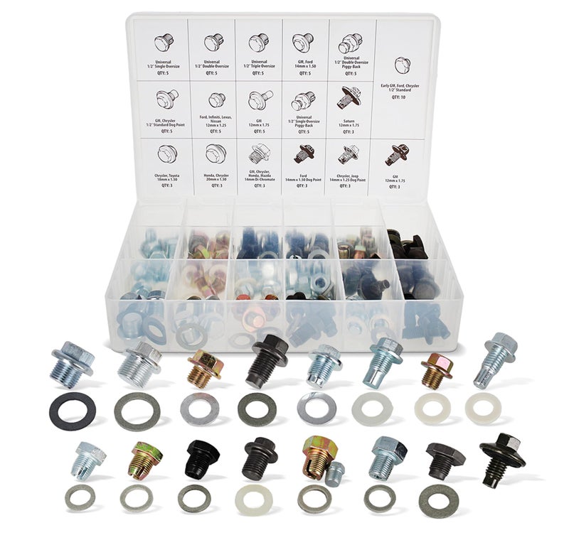 ABN Oil Drain Plug 76pc Assortment SAE Metric Drain Plugs Washer Gasket Set Compatible with Jeep GM Ford Toyota