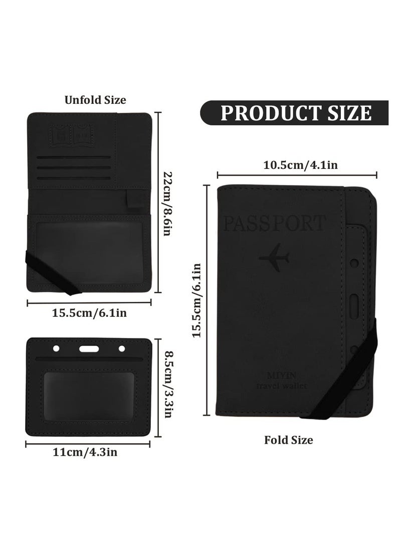 KASTWAVE PU Leather Passport Holder Cover Case, Slim Travel Wallet Card Organizer Protector Passport Holder Vaccine Card Holder Travel Wallet Card Organizer for Men&Women Travel Accessories (Black)  - Image 4