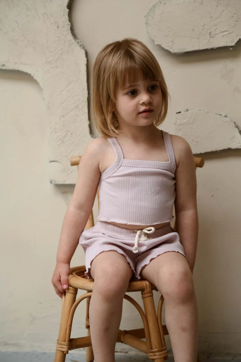 اوهلالا كوالا Oyster Suspender Crop and Shorts Set