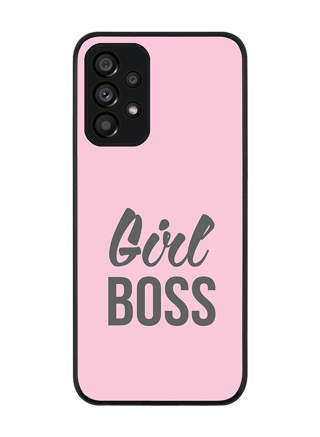 Stylizedd Rugged Black edge case for Samsung Galaxy A73 5G Slim fit Soft Case Flexible Rubber Edges Anti Drop TPU Gel Thin Cover - Girl Boss (Pink) - Image 1
