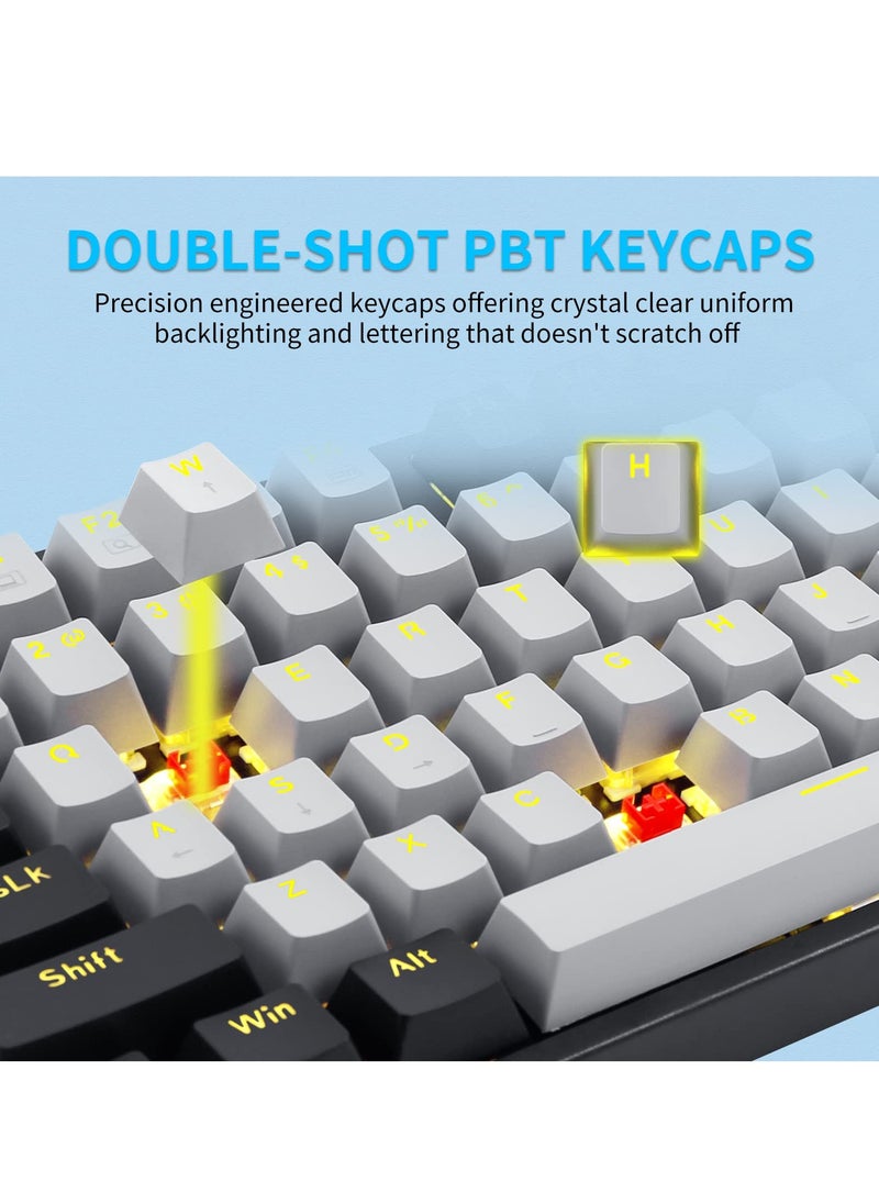 E-YOOSO Z-87 87 Keys Mechanical Keyboard, Red Switch Gaming Keyboard Mini Compact with Yellow Backlit for Windows, Mac OS - Grey Black  - Image 4