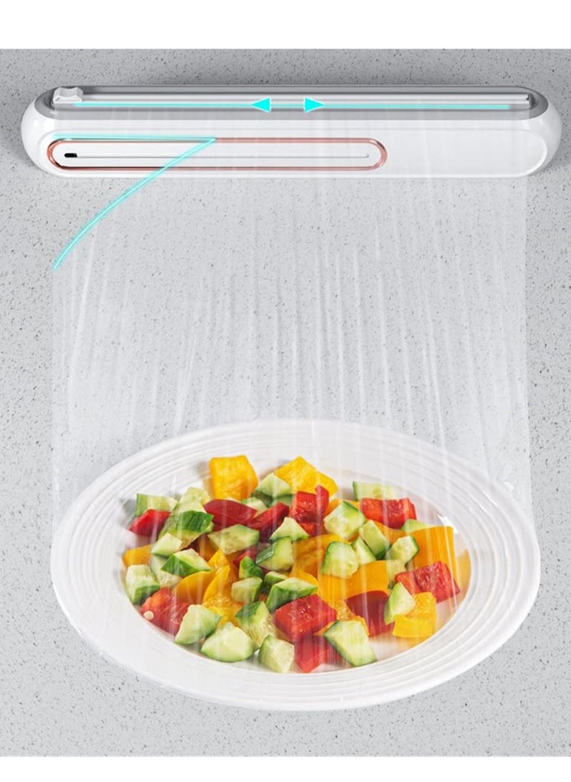 Generic - Magnetic Reusable Plastic Wrap Dispenser with Slide Cutter and Storage Rack for Cling Film and Foil - Image 1