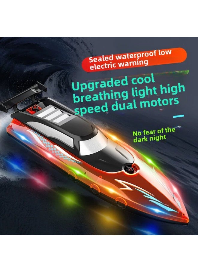 Generic - Children's Super-large Remote Control Boat Charging High-speed Remote Control Speedboat High-horsepower Ship Boy Water Large Toy Model-Color:Translucent 32cm Double Propeller High Speed Boat Double Waterproof - Light Night Running Version-Specifications:Play With Four Batteries For 120 Minutes + Lifetime Warranty - Image 1