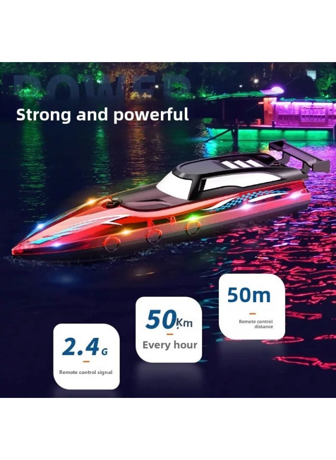Generic - Children's Super-large Remote Control Boat Charging High-speed Remote Control Speedboat High-horsepower Ship Boy Water Large Toy Model-Color:Translucent 32cm Double Propeller High Speed Boat Double Waterproof - Light Night Running Version-Specifications:Play With Four Batteries For 120 Minutes + Lifetime Warranty - Image 1