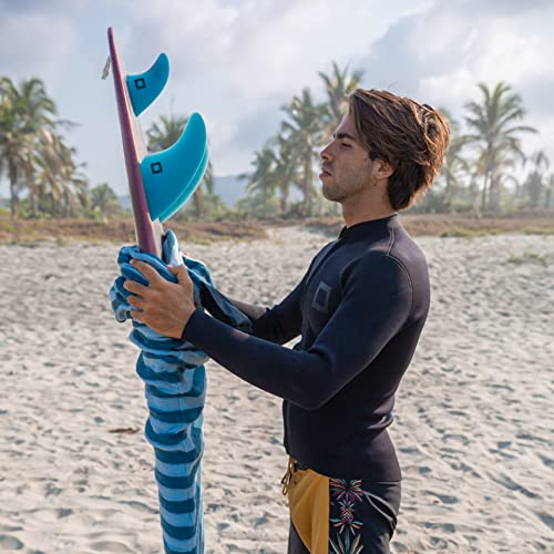 PAMGEA Surf Squared 6'4" Shortboard Surfboard Sock Cover – Lightweight Stretch SUP & Paddleboard Bag, Protective Sleeve for Shortboard, Longboard, Hybrid, Wakesurf – Surfing Accessory, Aqua - Image 3
