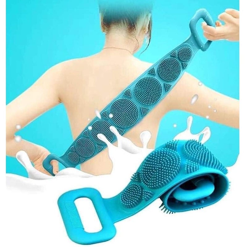 JRT Silicone Body Back Scrubber Bath Brush Washer For Dead Skin Removal Mens Womens Double Side Brush Belt For Shower Exfoliating Belt, Easy to Clean, Lathers Well (Multicolor) (Body Scrubber) - Image 1