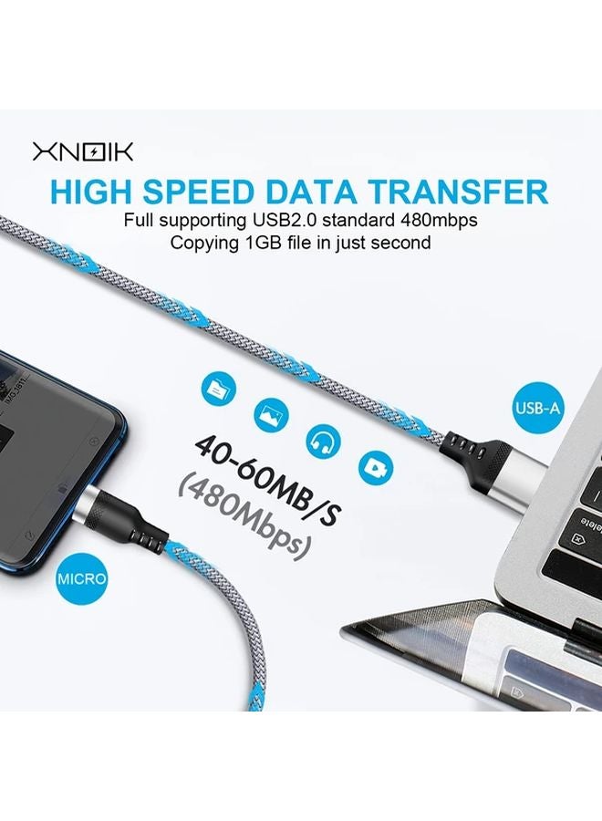 Micro USB to USB A Fast Charging Cable Nylon Braided 79 Inch Compatible with Samsung Android - Image 5