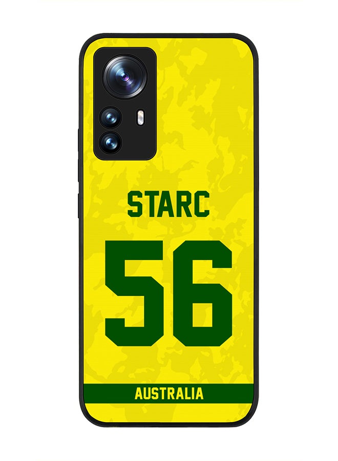 Rugged Black Edge Case for Xiaomi 12 Pro, Slim fit Soft Case Flexible Rubber Edges Thin Cover - Player Name - Mitchell Starc, Jersey Number- 56