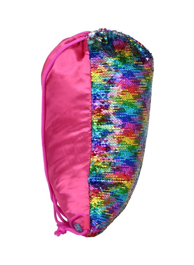 روكو حقيبة ظهر مزينة بترتر وإغلاق برباط أزرق/وردي/ أخضر - Image 3