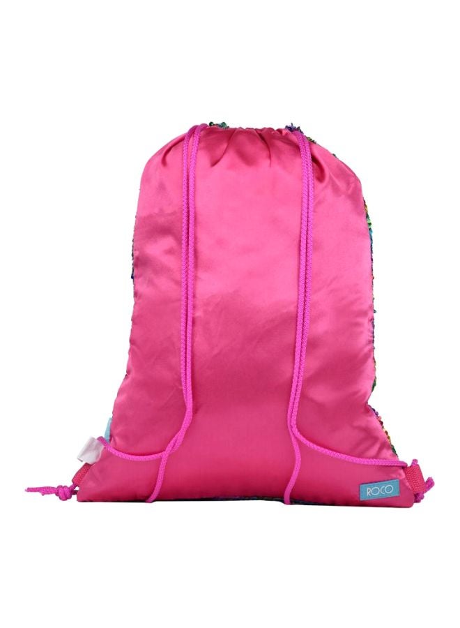 روكو حقيبة ظهر مزينة بترتر وإغلاق برباط أزرق/وردي/ أخضر - Image 2