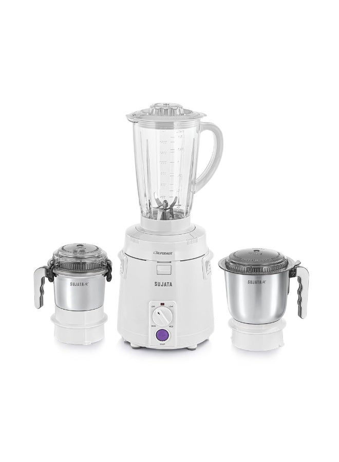 Sujata Supermix Mixer Grinder|900 Watts Double Ball Bearing Motor|22000 RPM|Non-Stop 90 Mins Running|3 Jars including 1750ml Blender, 1000ml Grinder, 500ml Chutney Jar| (White) - Image 1