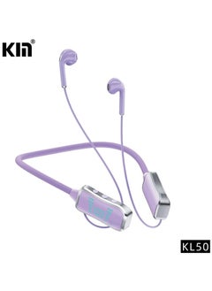 KIN KL50 Bluetooth Neckband Earphones – 48H Playtime, LED Display, TF Card Slot, Multi-Functional Button Control – Purple Wireless Earbuds for Music, Calls & Sports  - Image 1