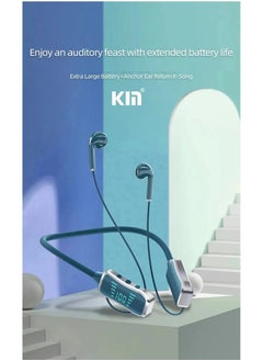 KIN KL50 Bluetooth Neckband Earphones – 48H Playtime, LED Display, TF Card Slot, Multi-Functional Button Control – Purple Wireless Earbuds for Music, Calls & Sports  - Image 3