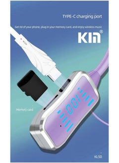 KIN KL50 Bluetooth Neckband Earphones – 48H Playtime, LED Display, TF Card Slot, Multi-Functional Button Control – Purple Wireless Earbuds for Music, Calls & Sports  - Image 2