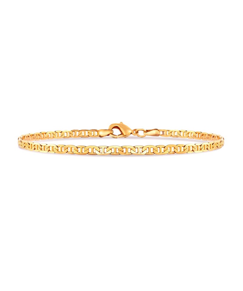 Barzel 18K Gold Plated Flat Marina Link Anklet for Women - Made In Brazil (11, Inches) - Image 3