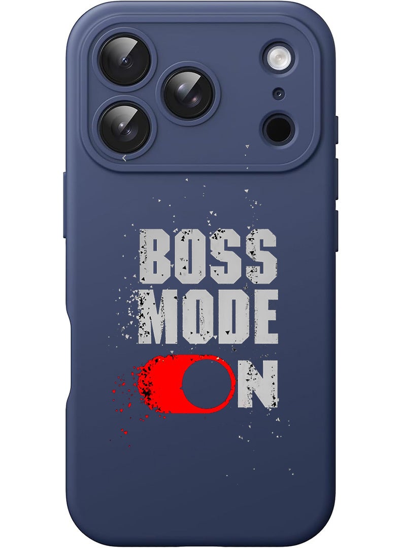 Theodor Protective Slim Fit Case Liquid Silicone Cover with Full Body Protection Anti-Scratch Shockproof Case For Apple iPhone 17 Pro (Blue) Boss Mode - White - Image 1