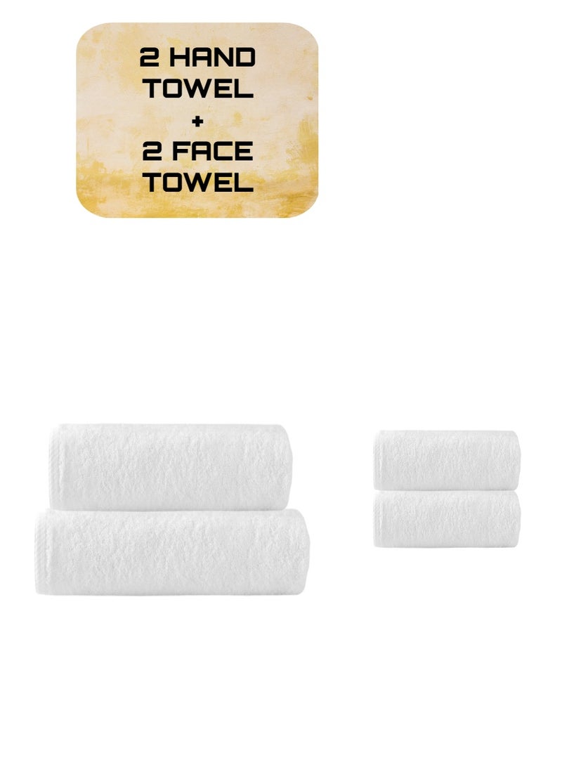 Blueberry Pack of 4 - 100% Cotton 600 GSM, 1xHand Towel(40x70cm),1 x Hand Towel (50x80) and 2 x Face Towel(30x30cm), Highly Absorbent Super Durable, Color-White - Image 1