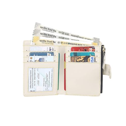 SAMTROH Small Women's Wallet -PU Leather Multi Wallets | Credit Card Holder | Coin Purse Zipper -Small Secure Card Case/Gift Wallet for Women and Girls (Cream) - Image 3