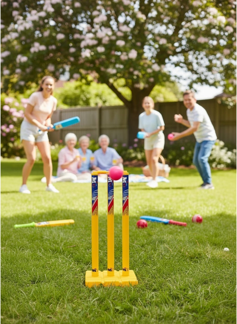 MG Cricket Stumps Plastic Wickets Set | 3pcs Yellow Stumps with Protective Cover, - Image 5