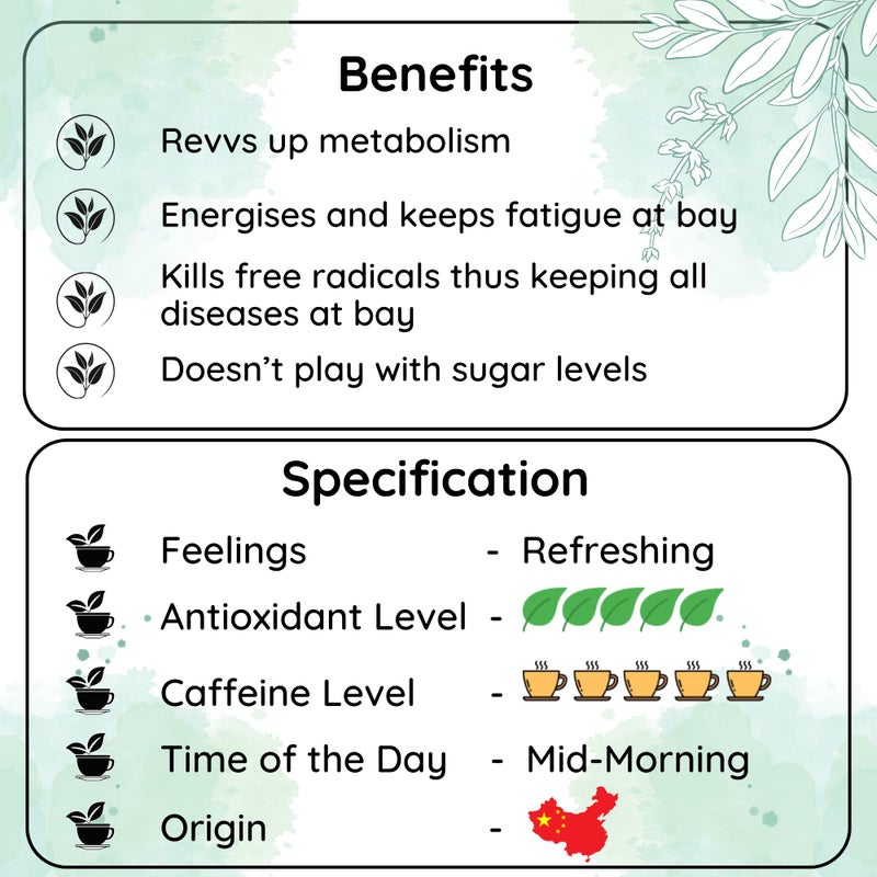 Radhikas Fine Teas and Whatnots ENERGY China Oolong Shanghai Style Leaf Oolong Tea Pouch, 50 gm - Makes 25 Cups of Tea - Image 4