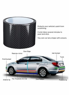 Excefore Carbon Fiber Sticker, Car Sill Protectors Strips Black Carbon Fiber Protective Film Car Door Edge Guard Anti-scratch Sticker Protect Scratch Protection Device Suitable for Most Cars(7CM*3M) 1 Roll  - Image 4