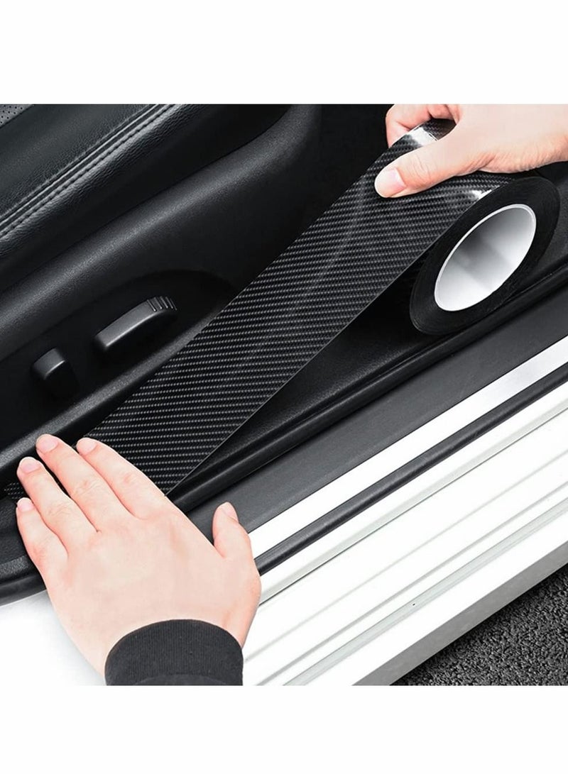 Excefore Carbon Fiber Sticker, Car Sill Protectors Strips Black Carbon Fiber Protective Film Car Door Edge Guard Anti-scratch Sticker Protect Scratch Protection Device Suitable for Most Cars(7CM*3M) 1 Roll  - Image 2