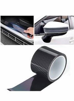 Excefore Carbon Fiber Sticker, Car Sill Protectors Strips Black Carbon Fiber Protective Film Car Door Edge Guard Anti-scratch Sticker Protect Scratch Protection Device Suitable for Most Cars(7CM*3M) 1 Roll  - Image 1
