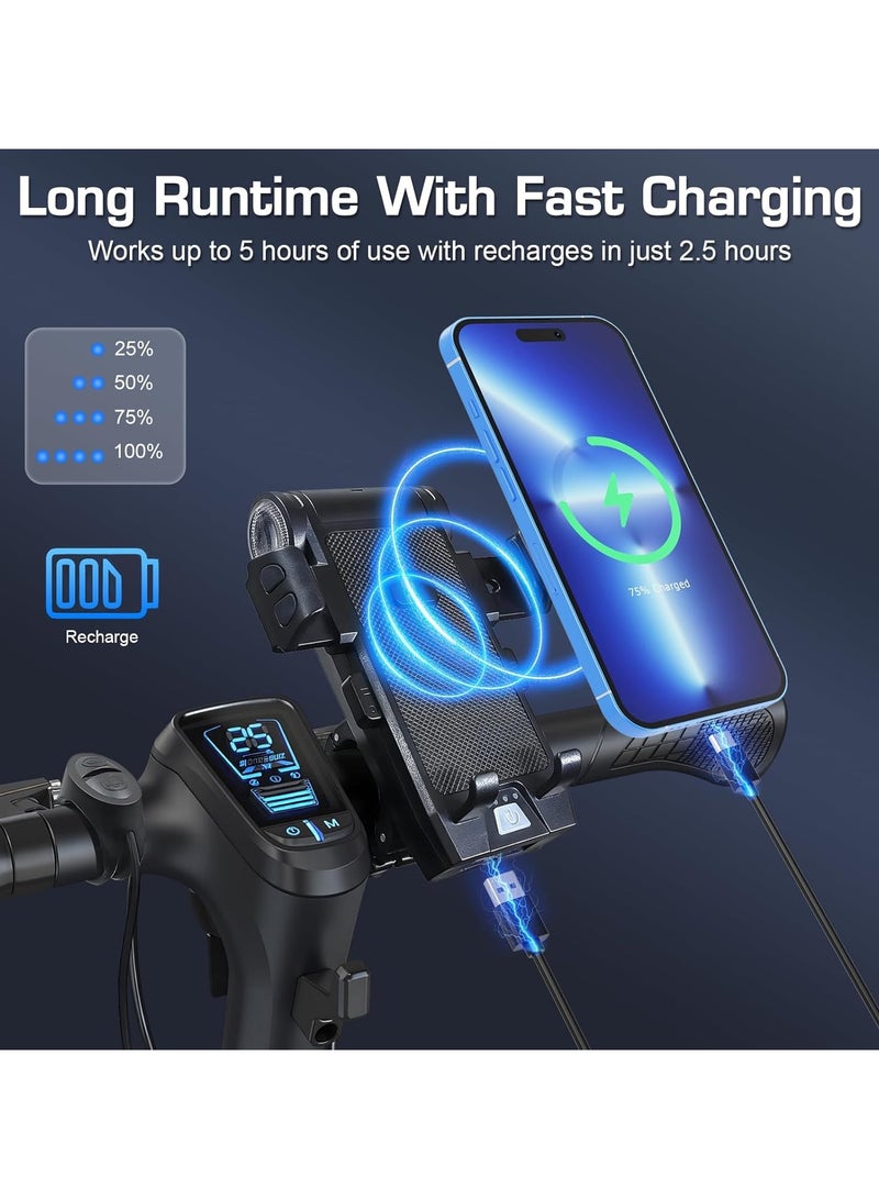 Necomi Rechargeable Cycling Headlight, Motorcycle Phone Mount, Bicycle Light With Phone Holder And Horn, Anti Slip Bike Electrical Device Mounts, Fog Light & Horn, USB Fast Charge for Electric Scooter, Mountain - Image 5