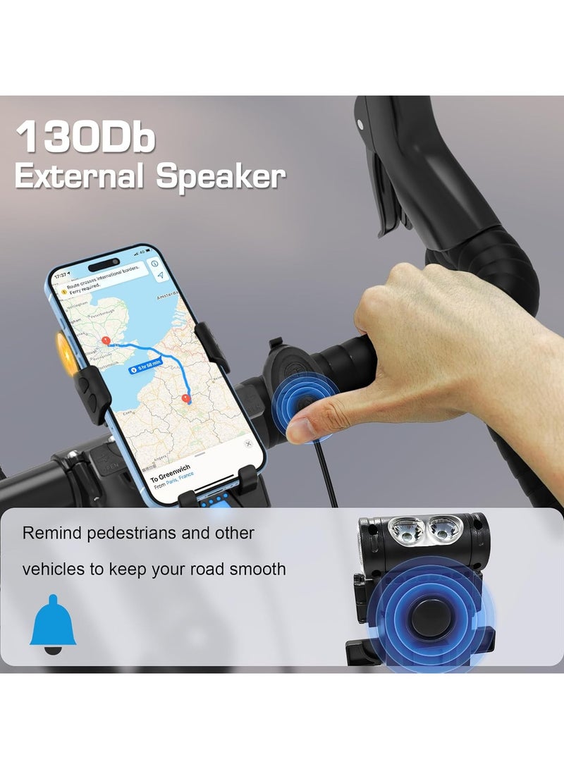 Necomi Rechargeable Cycling Headlight, Motorcycle Phone Mount, Bicycle Light With Phone Holder And Horn, Anti Slip Bike Electrical Device Mounts, Fog Light & Horn, USB Fast Charge for Electric Scooter, Mountain - Image 4