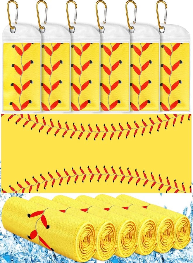 Lonfliness 6Pcs Softball Cooling Towels with Bags 38x12 in Breathable Chilly Microfiber Ice Towel Fast Drying Sport Team Gift for Player Coach Gym Workout Biking Running Yoga (Softball) - Image 1
