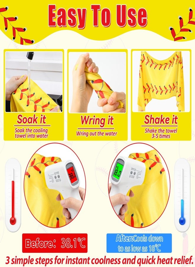 Lonfliness 6Pcs Softball Cooling Towels with Bags 38x12 in Breathable Chilly Microfiber Ice Towel Fast Drying Sport Team Gift for Player Coach Gym Workout Biking Running Yoga (Softball) - Image 3