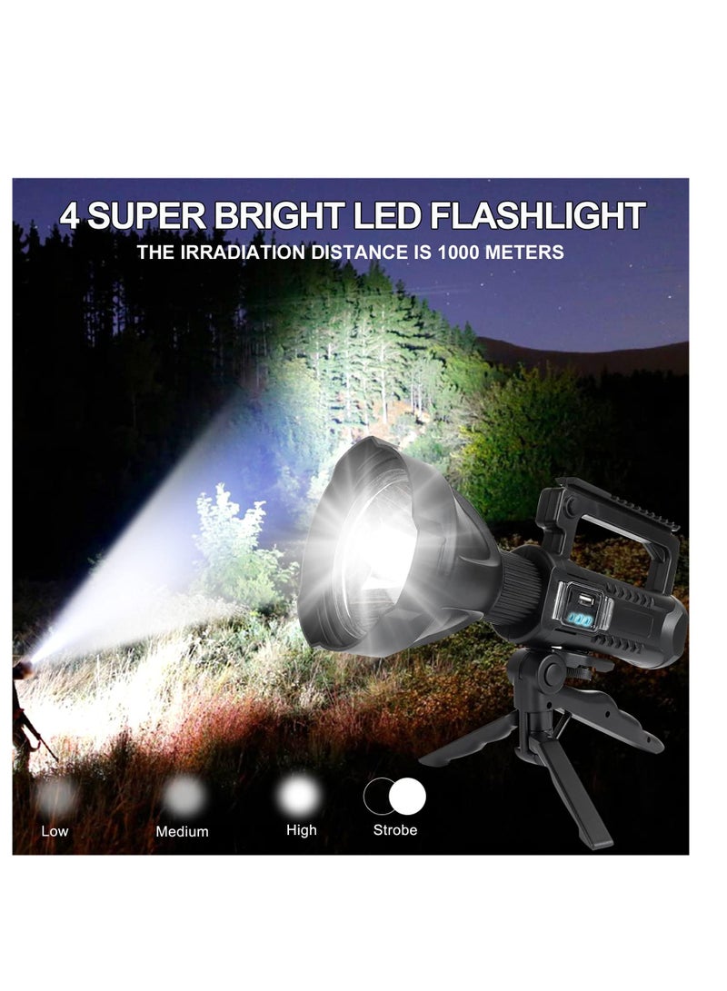 Super Bright Rechargeable Handheld Spotlight with 90000 Lumens, Waterproof LED Flashlight for Emergencies, 4 Modes Ideal for Fishing, Hunting, Hiking, and Camping - Image 2