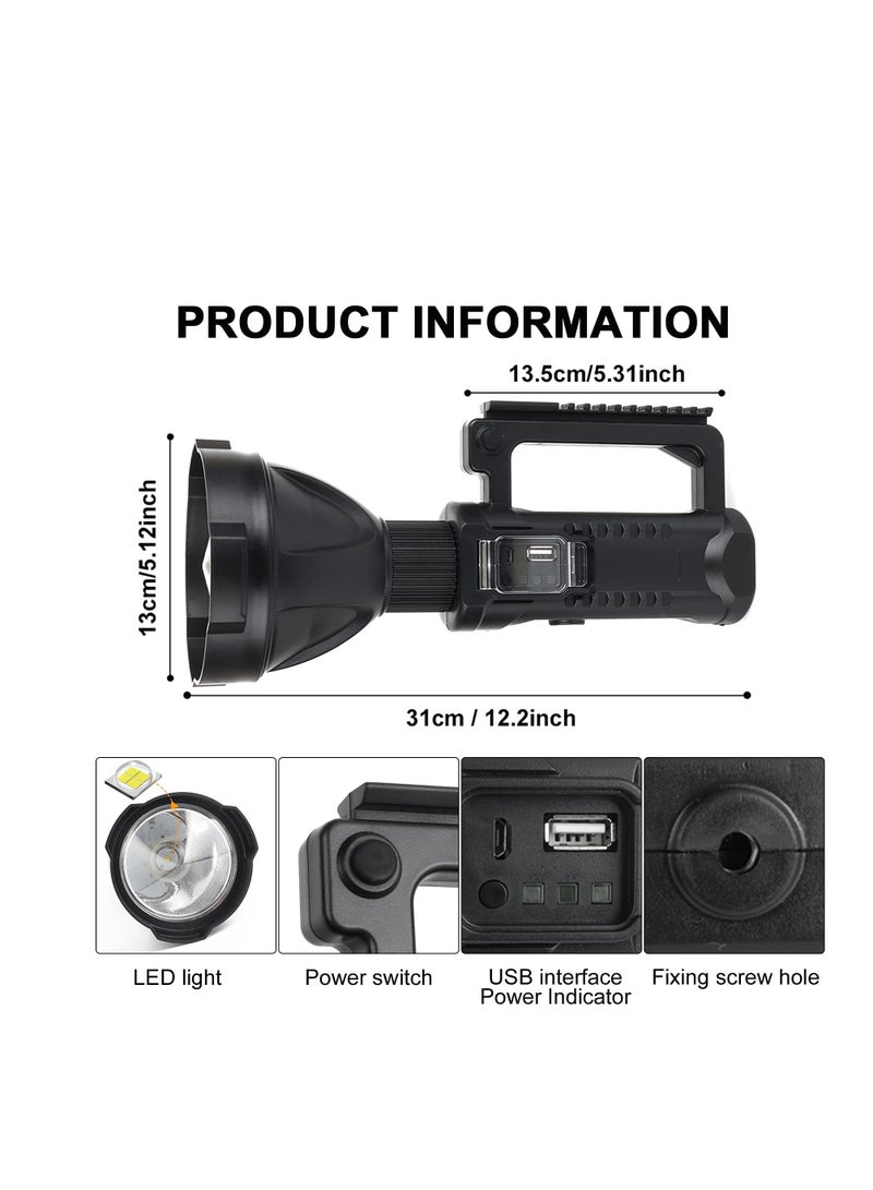 Super Bright Rechargeable Handheld Spotlight with 90000 Lumens, Waterproof LED Flashlight for Emergencies, 4 Modes Ideal for Fishing, Hunting, Hiking, and Camping - Image 5