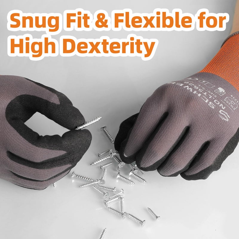 Schwer 6 Pairs Safety Work Gloves Sandy Nitrile Coated LT5626, Level 6 Abrasion Resistant (Certified) Heavy Duty Working Gloves with Grip for Men Women, Touch-Screen, for Mechanic, Construction, L - Image 4