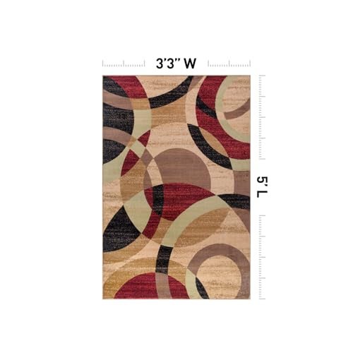 Rugshop Contemporary Abstract Circles Perfect for high Traffic Areas of Your Living RoomBedroomHome OfficeKitchen Area Rug 33 x 5 Multi - Image 3